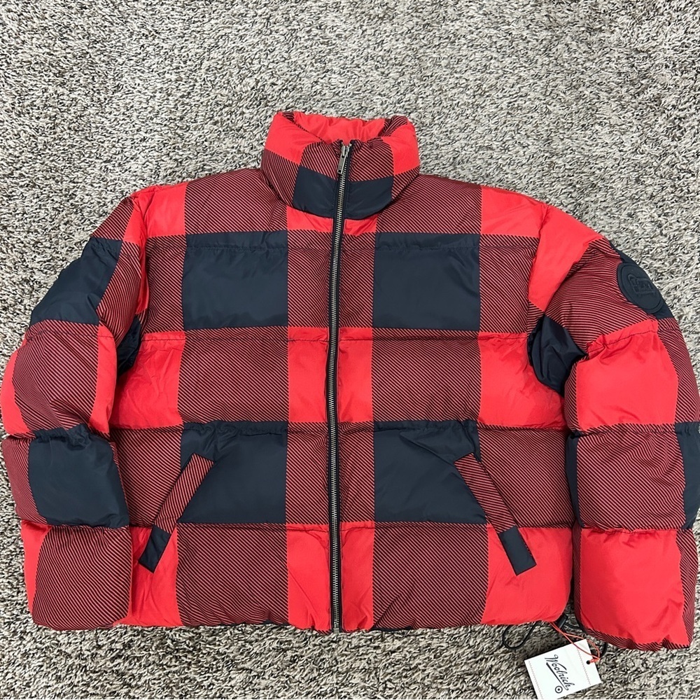 Woolrich x Target Buffalo Check Puffer Jacket Red Black NWT